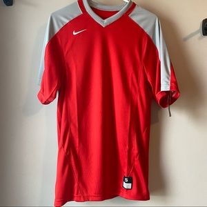 mens small nike red and gray baseball tee.